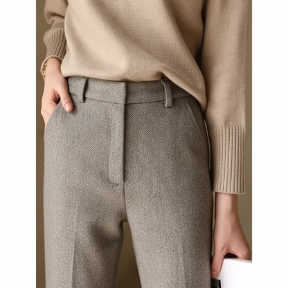 Pantalon élégant en tweed Tavia pour femme | Taille haute, effet amincissant 0