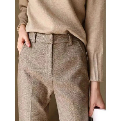 Pantalon élégant en tweed Tavia pour femme | Taille haute, effet amincissant 1
