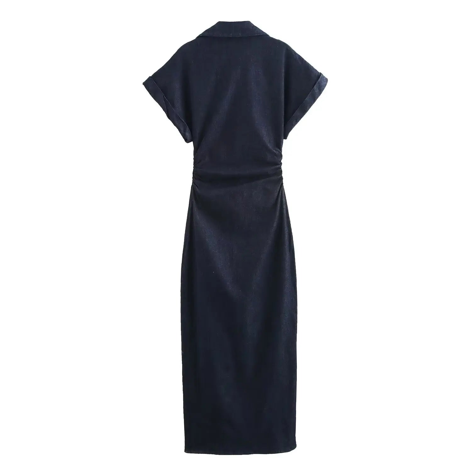 Robe midi ajustée en jean Daria | Ceinture plissée et fermeture éclair latérale 5