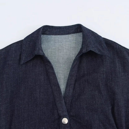 Robe midi ajustée en jean Daria | Ceinture plissée et fermeture éclair latérale 6