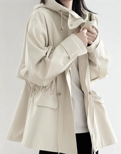 Trench-coat court à capuche pour femme Luma | Coton, épaules larges 2