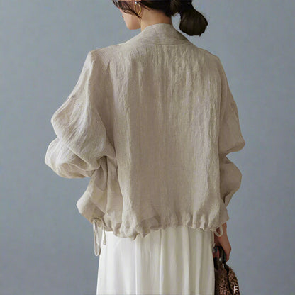 Veste légère style coréen Flera pour femme | Manches longues, lin et coton 3