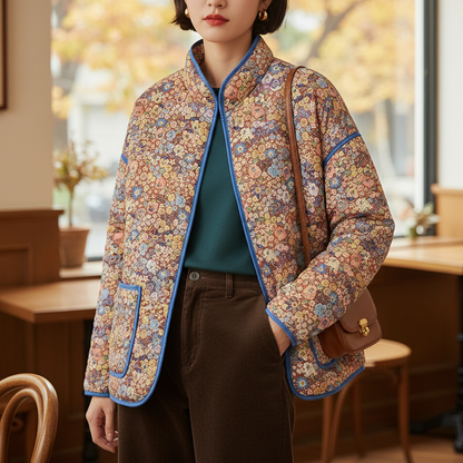 Veste matelassée fleurie Aura pour femme | Manches longues et col rond 2