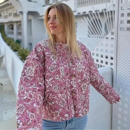 Veste matelassée fleurie Aura pour femme | Manches longues et col rond 4